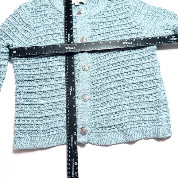 Ann Taylor Loft Ribbed Knit Sweater Jacket Sky Blue Size Medium - Picture 9 of 10